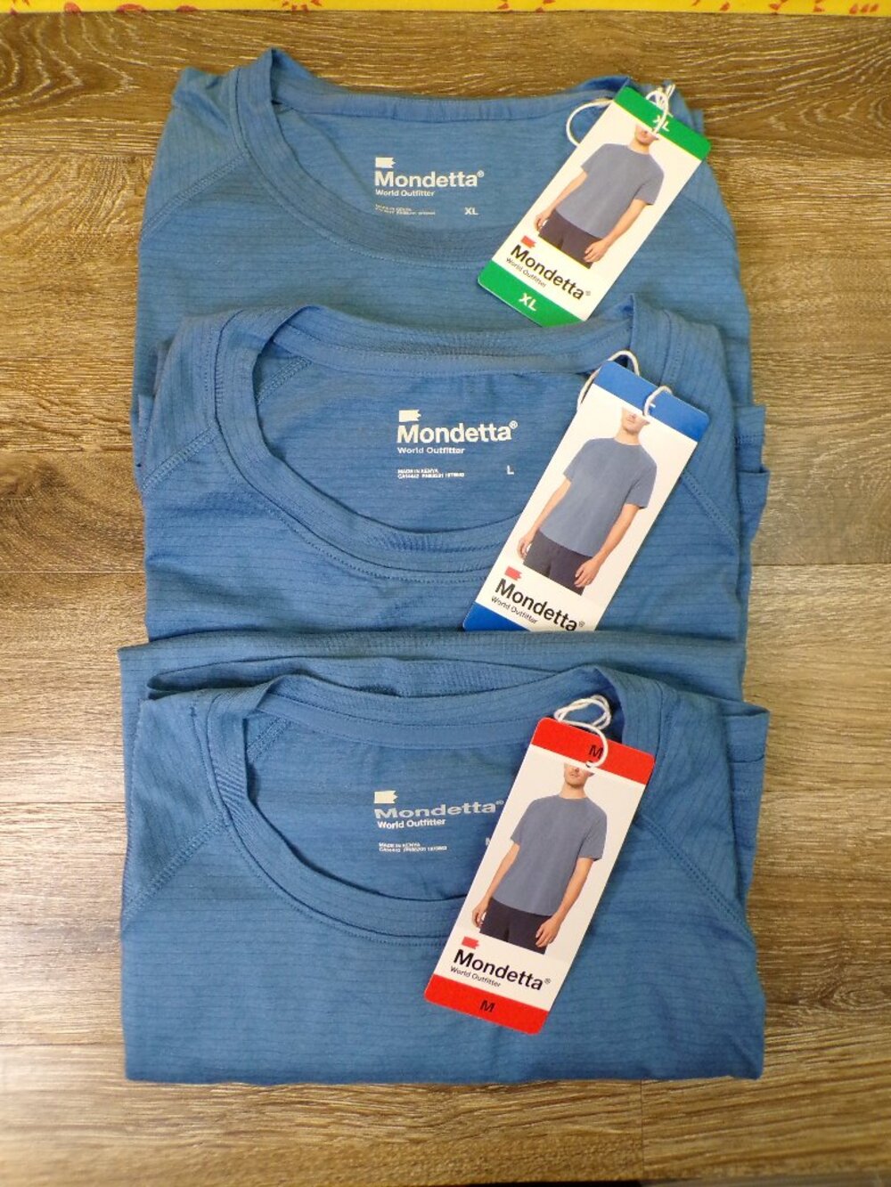 Mondetta NWT Men's Active Tee Stripe Tee BLUE - CHOICE: M, L or XL